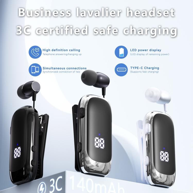 K88 Business Lavalier Single Ear Bluetooth Earphones(Black Silver) by bashfashion