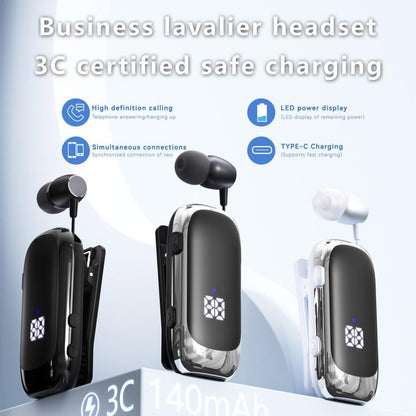 K88 Business Lavalier Single Ear Bluetooth Earphones(Black Silver) by bashfashion