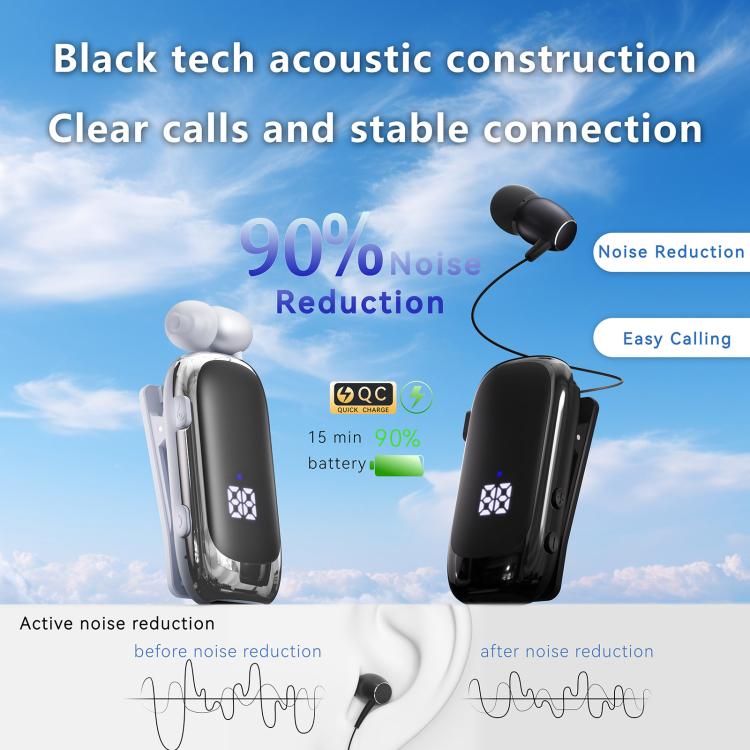 K88 Business Lavalier Single Ear Bluetooth Earphones(Black Silver) by bashfashion