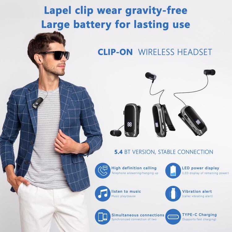 K88 Business Lavalier Single Ear Bluetooth Earphones(Black Silver) by bashfashion