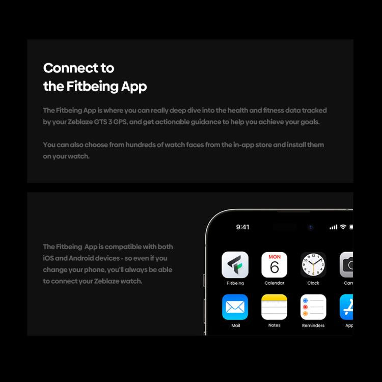 Zeblaze GTS 3 GPS 2.01 inch Screen Health & Fitness Smart Watch 3 ATM Waterproof(Space Gray) by Zeblaze