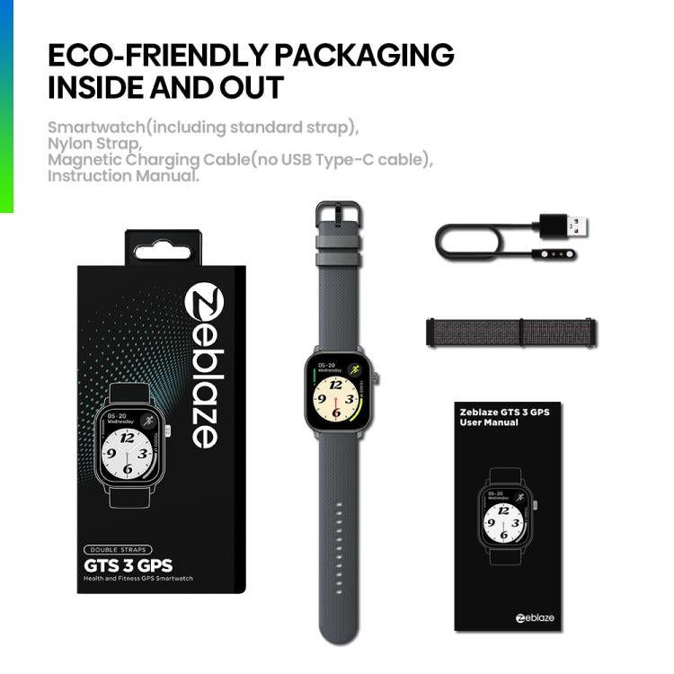 Zeblaze GTS 3 GPS 2.01 inch Screen Health & Fitness Smart Watch 3 ATM Waterproof(Space Gray) by Zeblaze