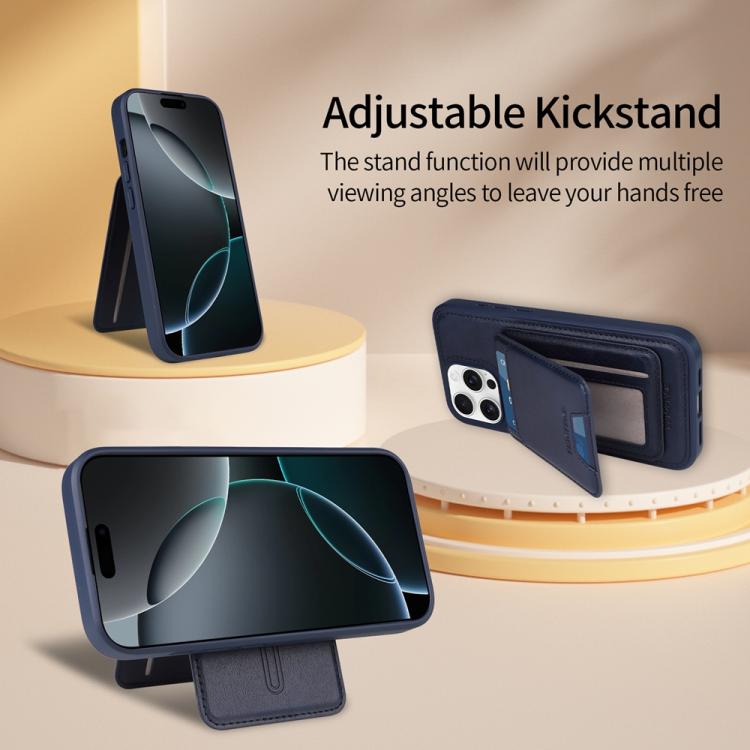 For iPhone 16 Pro Max BETOPNICE Vertical Flip Detachable MagSafe Wallet Phone Case(Blue) by BETOPNICE