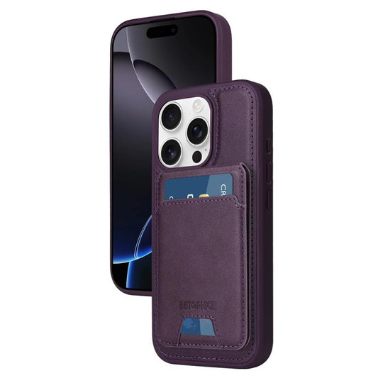 For iPhone 16 Pro BETOPNICE Vertical Flip Detachable MagSafe Wallet Phone Case(Purple) by BETOPNICE