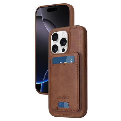 For iPhone 16 Pro BETOPNICE Vertical Flip Detachable MagSafe Wallet Phone Case(Brown) by BETOPNICE