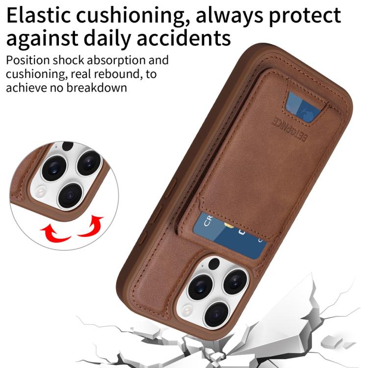 For iPhone 16 Pro BETOPNICE Vertical Flip Detachable MagSafe Wallet Phone Case(Brown) by BETOPNICE