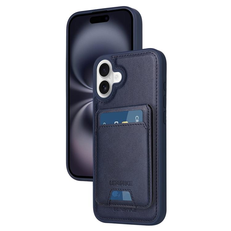 For iPhone 16 Plus BETOPNICE Vertical Flip Detachable MagSafe Wallet Phone Case(Blue) by BETOPNICE