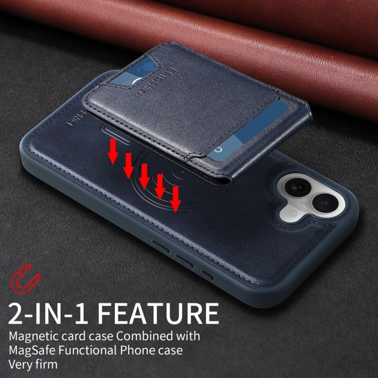 For iPhone 16 Plus BETOPNICE Vertical Flip Detachable MagSafe Wallet Phone Case(Blue) by BETOPNICE