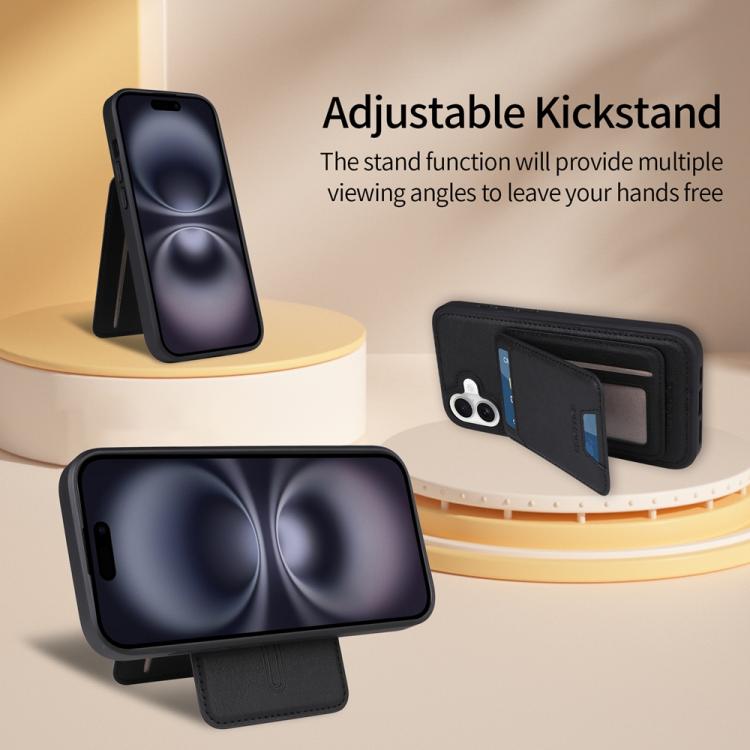 For iPhone 16 Plus BETOPNICE Vertical Flip Detachable MagSafe Wallet Phone Case(Black) by BETOPNICE