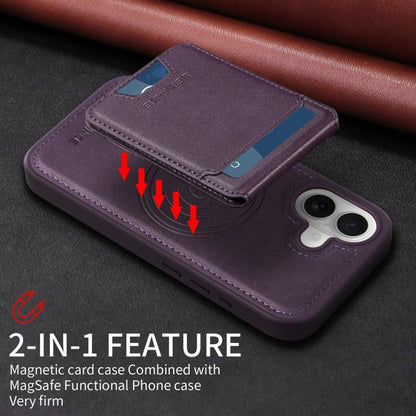 For iPhone 16 BETOPNICE Vertical Flip Detachable MagSafe Wallet Phone Case(Purple) by BETOPNICE