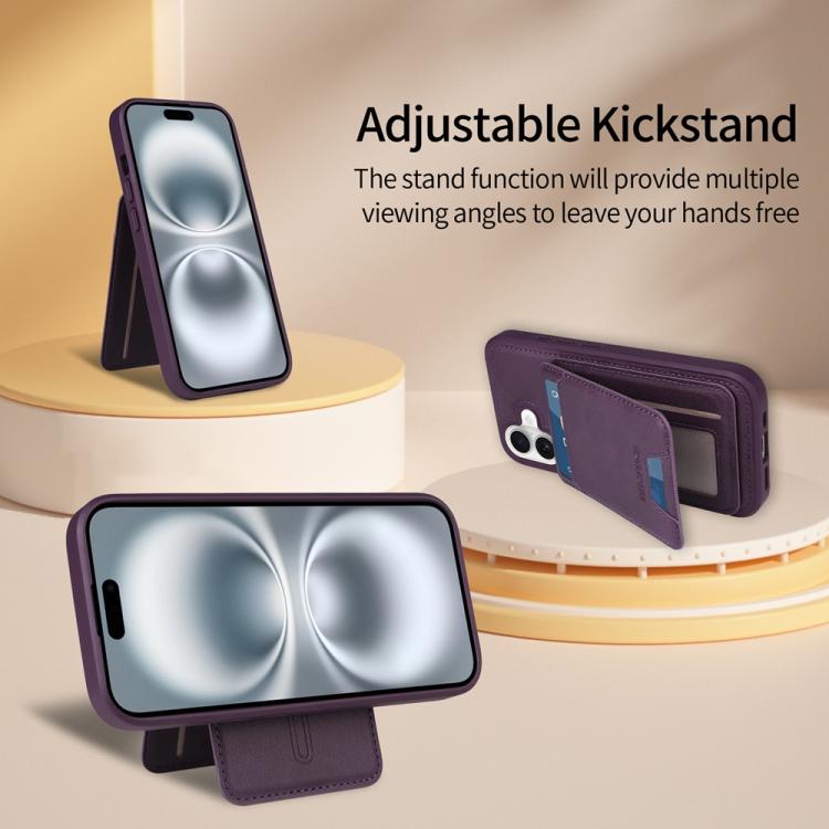 For iPhone 16 BETOPNICE Vertical Flip Detachable MagSafe Wallet Phone Case(Purple) by BETOPNICE