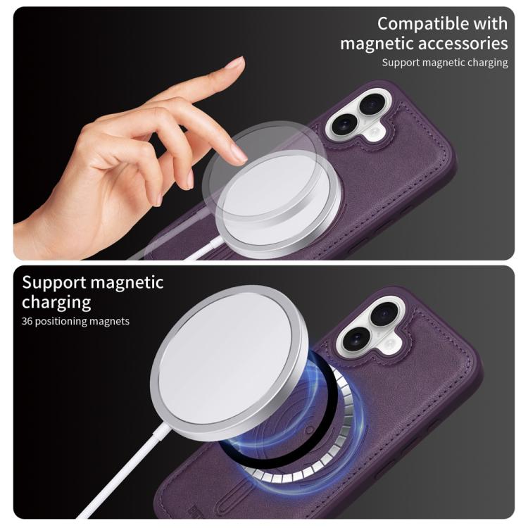 For iPhone 16 BETOPNICE Vertical Flip Detachable MagSafe Wallet Phone Case(Purple) by BETOPNICE