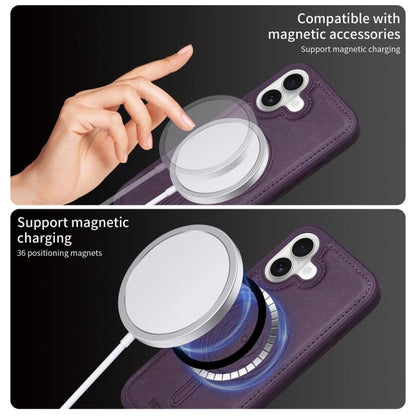 For iPhone 16 BETOPNICE Vertical Flip Detachable MagSafe Wallet Phone Case(Purple) by BETOPNICE