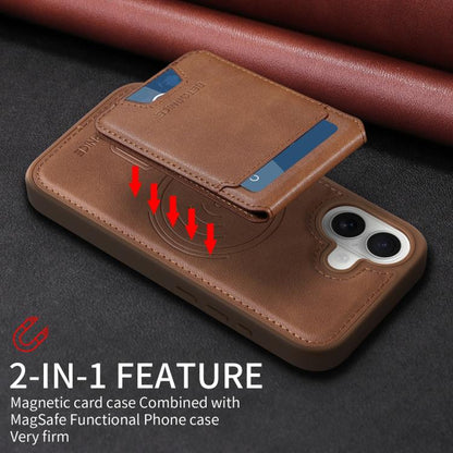 For iPhone 16 BETOPNICE Vertical Flip Detachable MagSafe Wallet Phone Case(Brown) by BETOPNICE