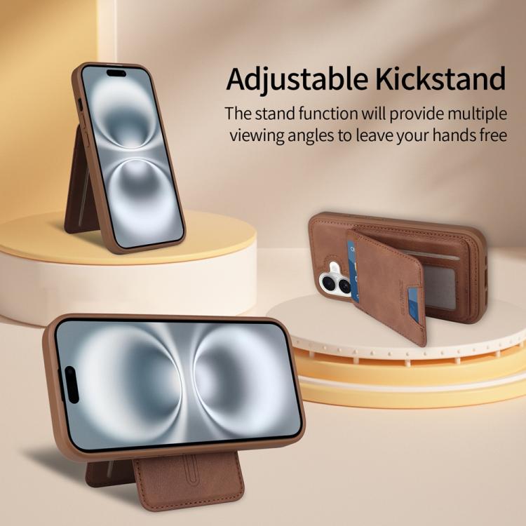 For iPhone 16 BETOPNICE Vertical Flip Detachable MagSafe Wallet Phone Case(Brown) by BETOPNICE