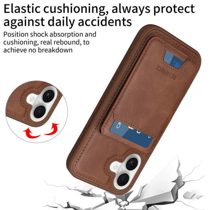 For iPhone 16 BETOPNICE Vertical Flip Detachable MagSafe Wallet Phone Case(Brown) by BETOPNICE