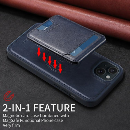 For iPhone 15 Plus BETOPNICE Vertical Flip Detachable MagSafe Wallet Phone Case(Blue) by BETOPNICE