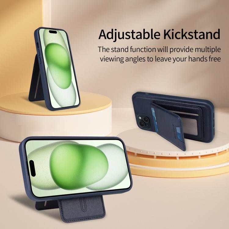 For iPhone 15 Plus BETOPNICE Vertical Flip Detachable MagSafe Wallet Phone Case(Blue) by BETOPNICE