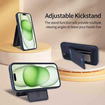 For iPhone 15 Plus BETOPNICE Vertical Flip Detachable MagSafe Wallet Phone Case(Blue) by BETOPNICE