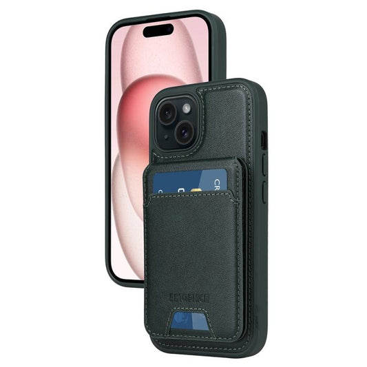 For iPhone 15 BETOPNICE Vertical Flip Detachable MagSafe Wallet Phone Case(Green) by BETOPNICE