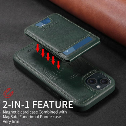 For iPhone 15 BETOPNICE Vertical Flip Detachable MagSafe Wallet Phone Case(Green) by BETOPNICE