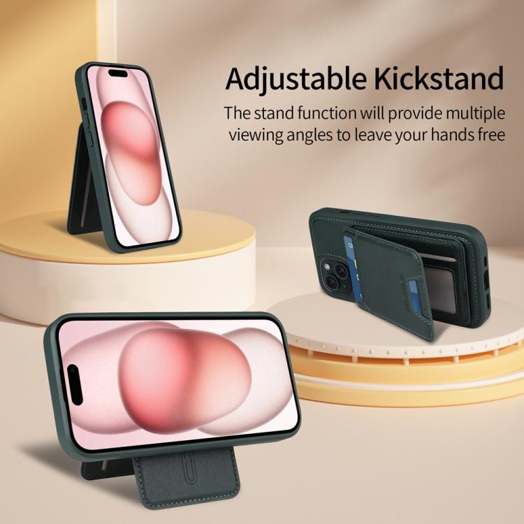 For iPhone 15 BETOPNICE Vertical Flip Detachable MagSafe Wallet Phone Case(Green) by BETOPNICE