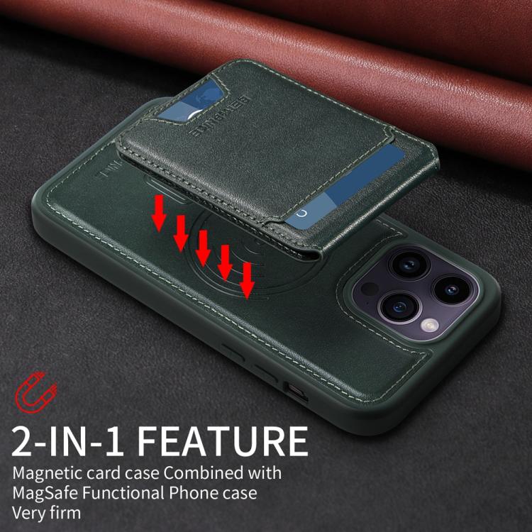 For iPhone 14 Pro Max BETOPNICE Vertical Flip Detachable MagSafe Wallet Phone Case(Green) by BETOPNICE