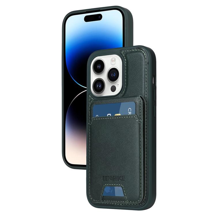 For iPhone 14 Pro BETOPNICE Vertical Flip Detachable MagSafe Wallet Phone Case(Green) by BETOPNICE