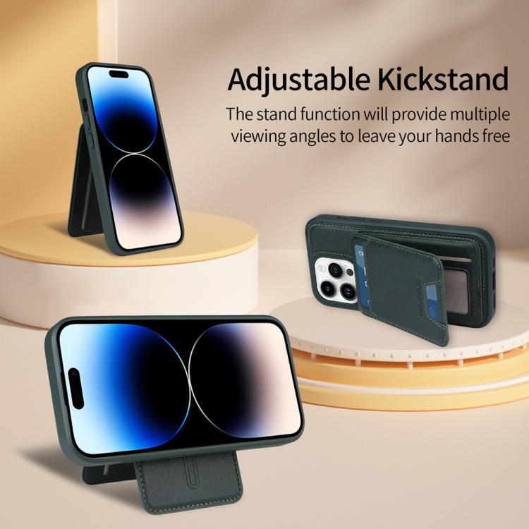 For iPhone 14 Pro BETOPNICE Vertical Flip Detachable MagSafe Wallet Phone Case(Green) by BETOPNICE