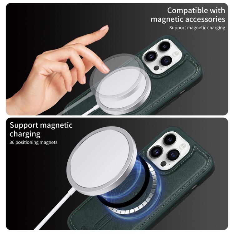 For iPhone 14 Pro BETOPNICE Vertical Flip Detachable MagSafe Wallet Phone Case(Green) by BETOPNICE