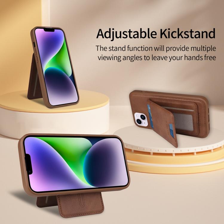 For iPhone 14 Plus BETOPNICE Vertical Flip Detachable MagSafe Wallet Phone Case(Brown) by BETOPNICE