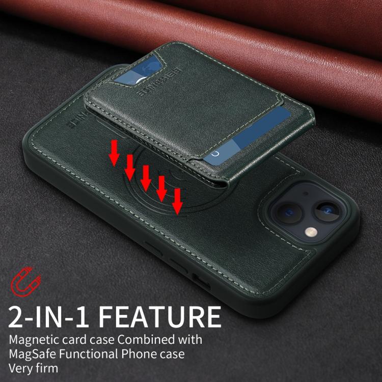 For iPhone 14 / 13 BETOPNICE Vertical Flip Detachable MagSafe Wallet Phone Case(Green) by BETOPNICE