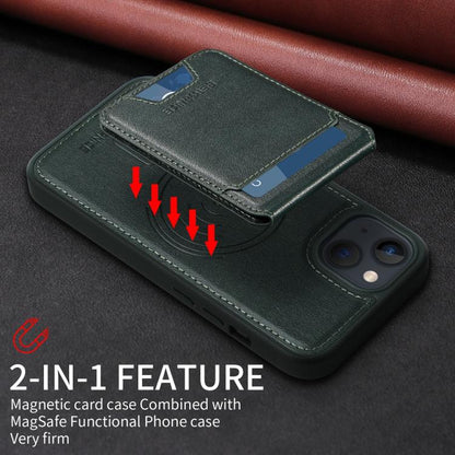 For iPhone 14 / 13 BETOPNICE Vertical Flip Detachable MagSafe Wallet Phone Case(Green) by BETOPNICE