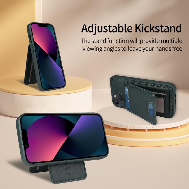 For iPhone 14 / 13 BETOPNICE Vertical Flip Detachable MagSafe Wallet Phone Case(Green) by BETOPNICE