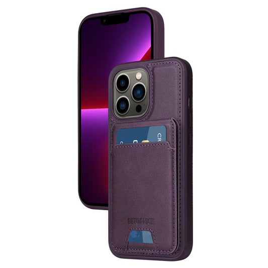 For iPhone 13 Pro BETOPNICE Vertical Flip Detachable MagSafe Wallet Phone Case(Purple) by BETOPNICE