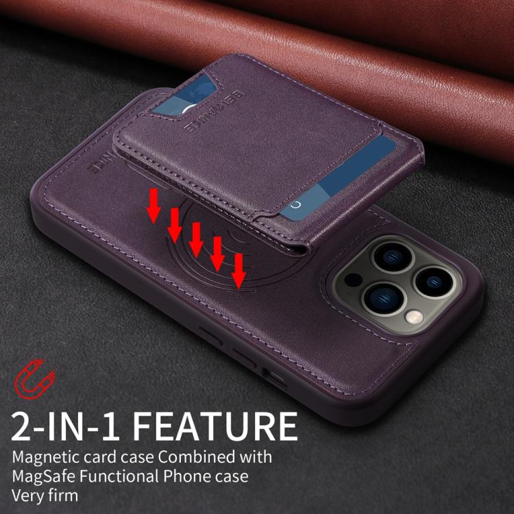 For iPhone 13 Pro BETOPNICE Vertical Flip Detachable MagSafe Wallet Phone Case(Purple) by BETOPNICE
