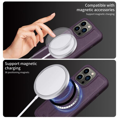 For iPhone 13 Pro BETOPNICE Vertical Flip Detachable MagSafe Wallet Phone Case(Purple) by BETOPNICE