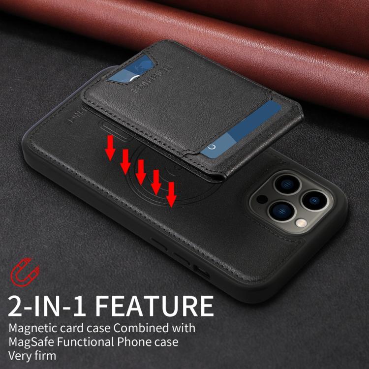 For iPhone 13 Pro Max BETOPNICE Vertical Flip Detachable MagSafe Wallet Phone Case(Black) by BETOPNICE