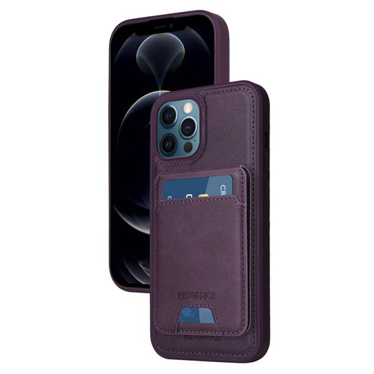 For iPhone 12 Pro Max BETOPNICE Vertical Flip Detachable MagSafe Wallet Phone Case(Purple) by BETOPNICE