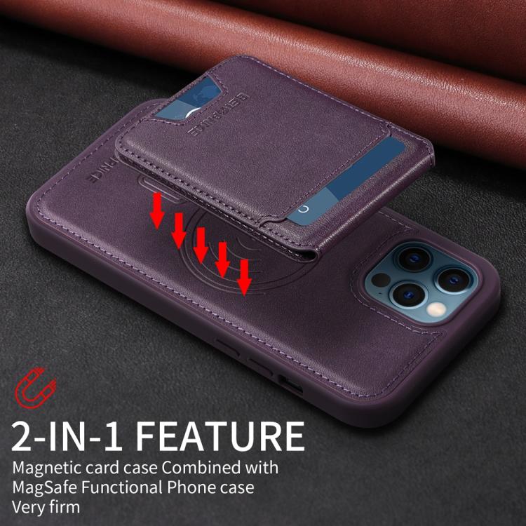 For iPhone 12 Pro Max BETOPNICE Vertical Flip Detachable MagSafe Wallet Phone Case(Purple) by BETOPNICE