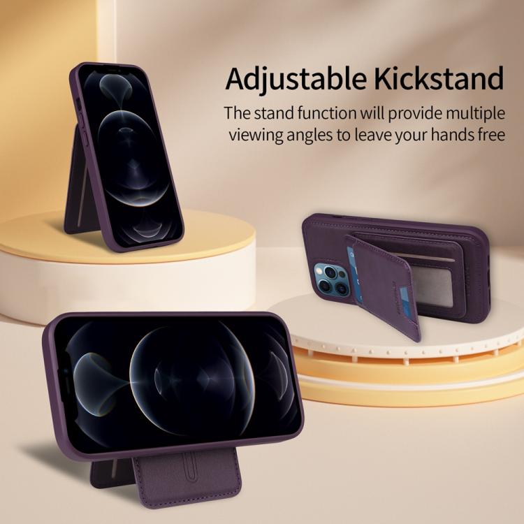 For iPhone 12 Pro Max BETOPNICE Vertical Flip Detachable MagSafe Wallet Phone Case(Purple) by BETOPNICE