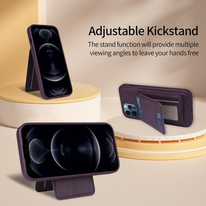 For iPhone 12 Pro Max BETOPNICE Vertical Flip Detachable MagSafe Wallet Phone Case(Purple) by BETOPNICE