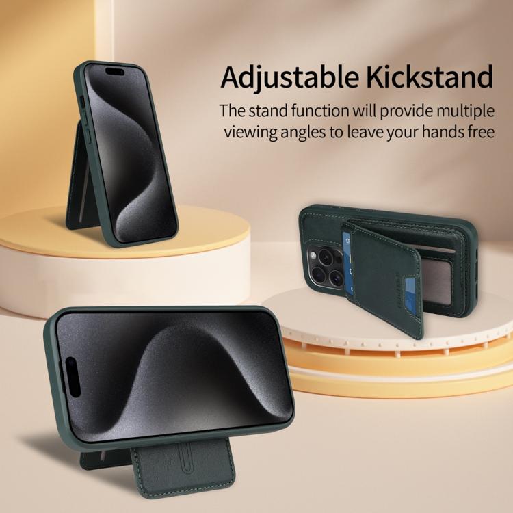 For iPhone 15 Pro BETOPNICE Vertical Flip Detachable MagSafe Wallet Phone Case(Green) by BETOPNICE