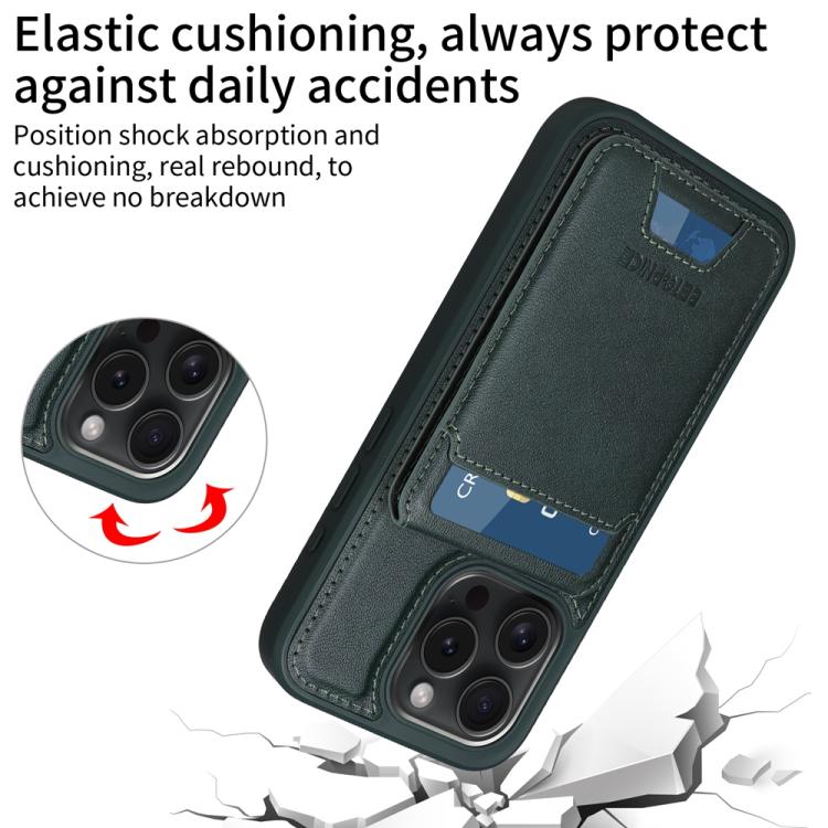 For iPhone 15 Pro BETOPNICE Vertical Flip Detachable MagSafe Wallet Phone Case(Green) by BETOPNICE