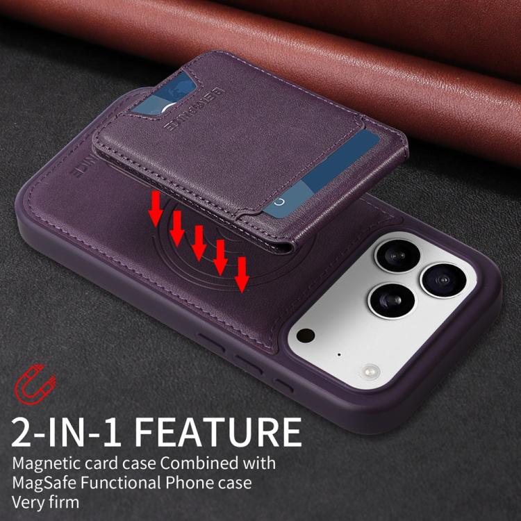 For iPhone 17 Pro BETOPNICE Vertical Flip Detachable MagSafe Wallet Phone Case(Purple) by BETOPNICE