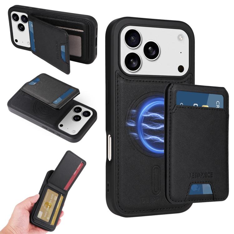 For iPhone 17 Pro BETOPNICE Vertical Flip Detachable MagSafe Wallet Phone Case(Black) by BETOPNICE