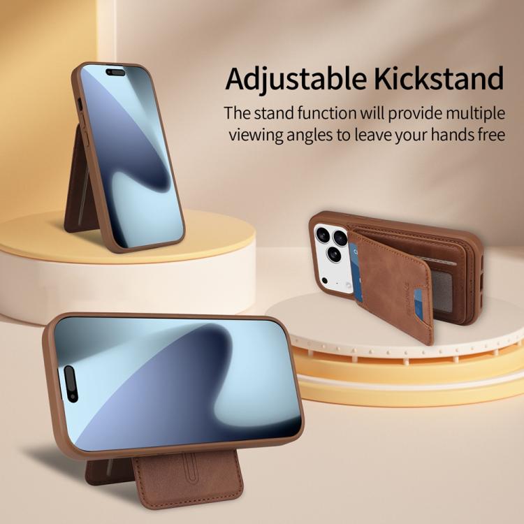 For iPhone 17 Pro BETOPNICE Vertical Flip Detachable MagSafe Wallet Phone Case(Brown) by BETOPNICE