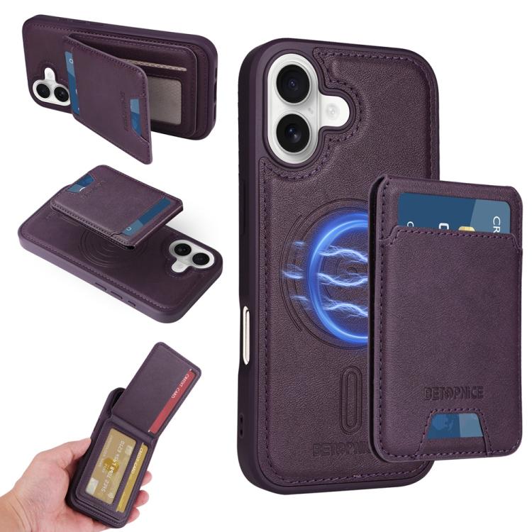 For iPhone 17 BETOPNICE Vertical Flip Detachable MagSafe Wallet Phone Case(Purple) by BETOPNICE