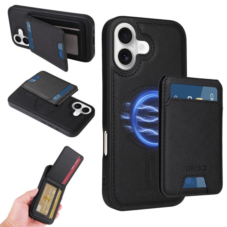 For iPhone 17 BETOPNICE Vertical Flip Detachable MagSafe Wallet Phone Case(Black) by BETOPNICE