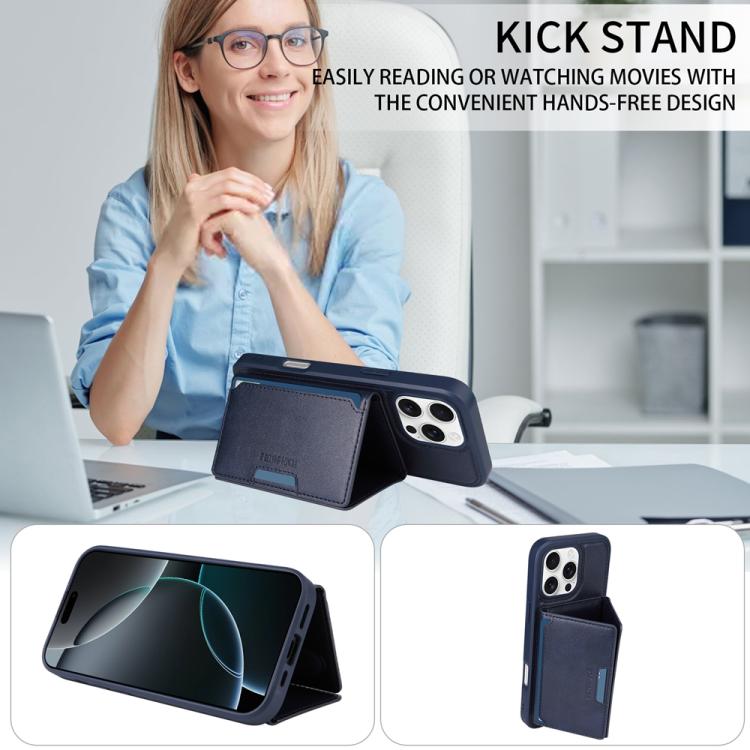 For iPhone 16 Pro Max BETOPNICE Horizontal Flip Detachable MagSafe Wallet Phone Case(Blue) by BETOPNICE